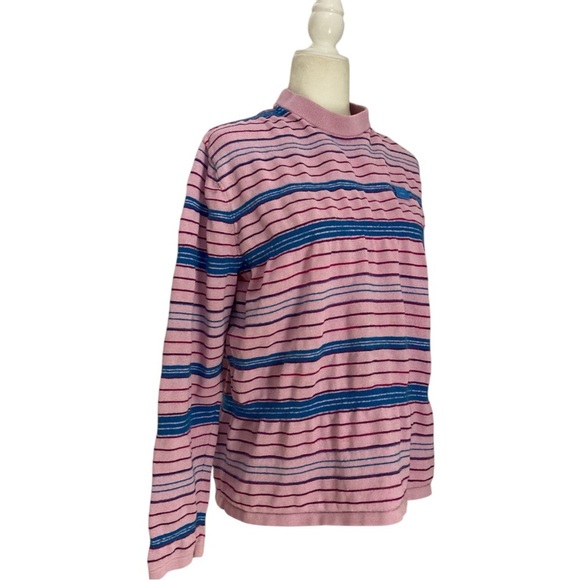 Acne Studios Nimah Striped Face Sweater Textured Cotton Wool in Pink Blue - Picture 3 of 11
